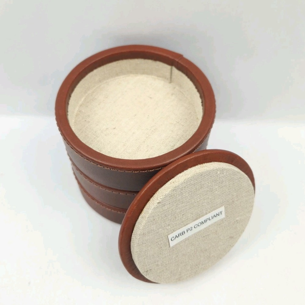 Mark Graham Leather Travel Jewelry Watch Round Storage‎ Container 3 Compartments